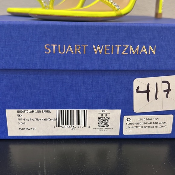 Neon Yellow Stuart Weizman Crystal Heels- NWT - Picture 4 of 8